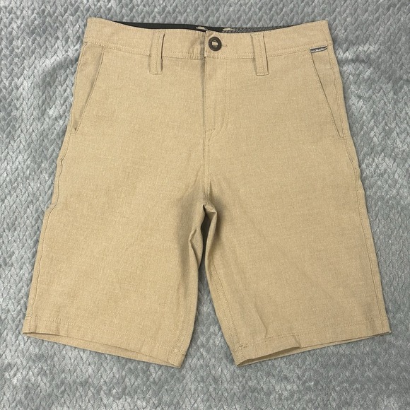 Volcom Shorts Boys Large Size 27 Waist Chino FRICKIN SNT STATIC Khaki Brown - Picture 1 of 11